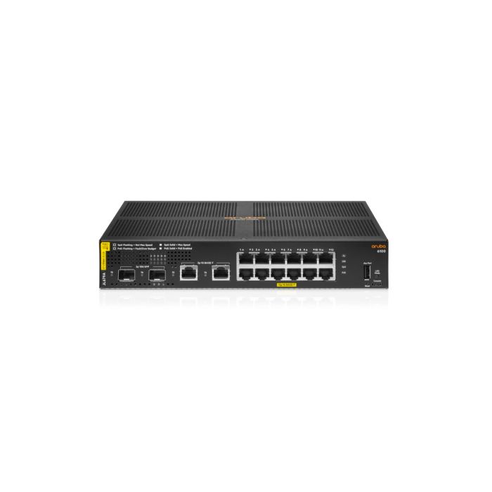 HPE Aruba JL679A 6100 12G Class4 PoE 2G/2SFP+ 139W Managed L3 Gigabit Ethernet Power over Ethernet (PoE) 1U Black
